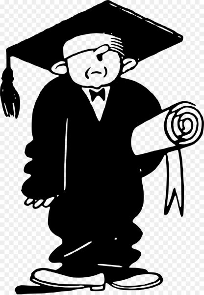 Нарисованный человечек с шапкой выпускника
