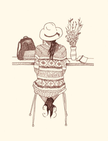 Нарисованная девушка в свитере