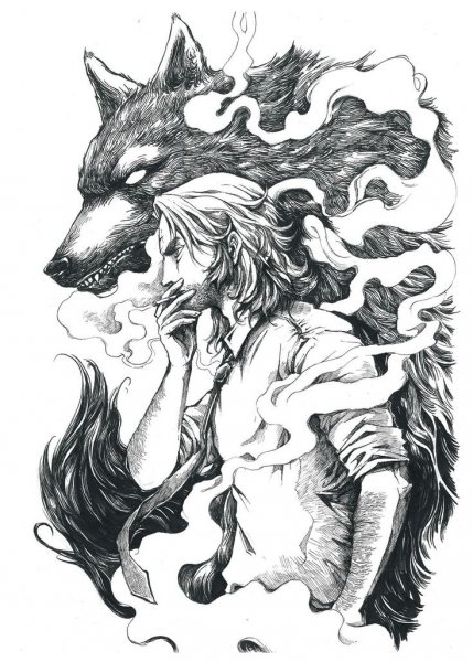 Волк Фенрир эскиз тату