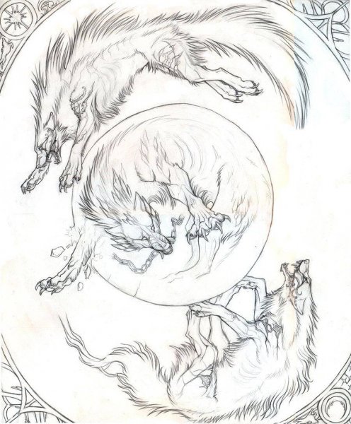 Рагнарока: Фенрир, Сколль и хати.