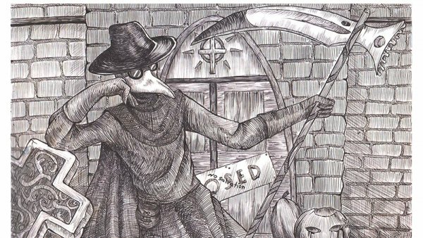 Линогравюра Чумной доктор