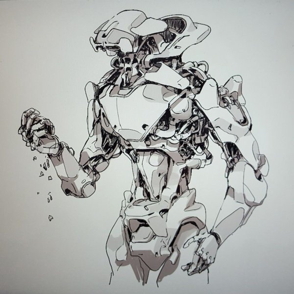 Скетчи киберпанк роботов