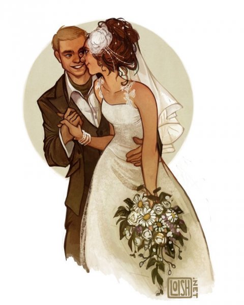 Молодожены иллюстрация