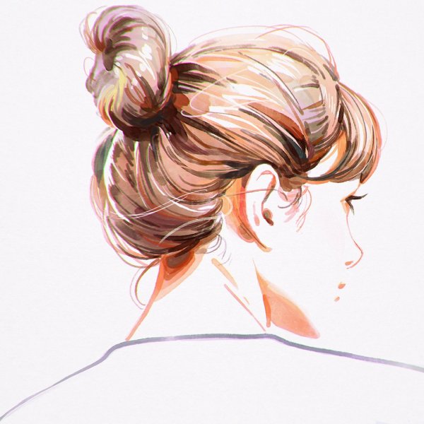 Рисование волос с гулькой