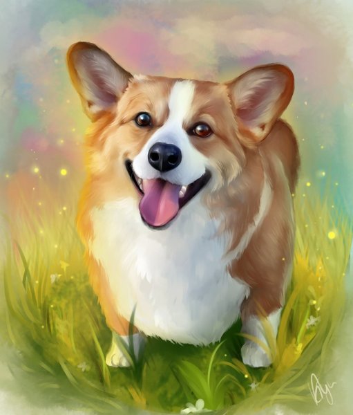 Алмазная мозаика. Корги вельш