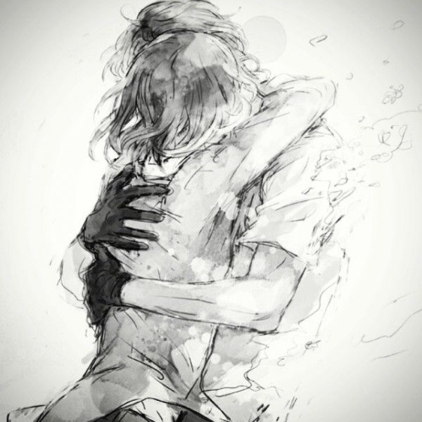 Парень обнимает девушку арт