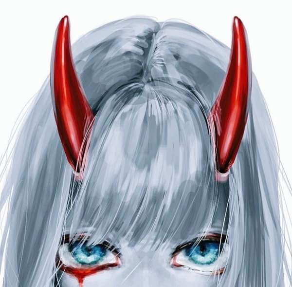 Девочка с рожками из аниме