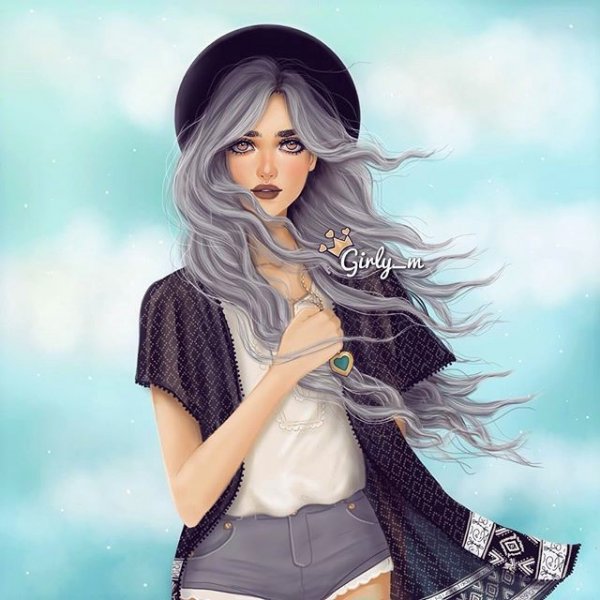 Нарисованная девушка в очках