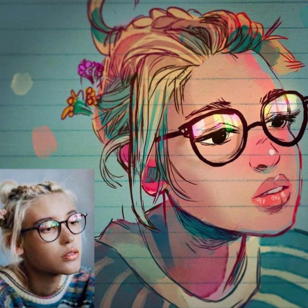 Стилизованный портрет в мультяшном стиле