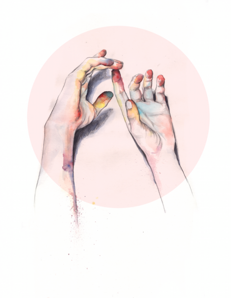 Акварельный маникюр на белом фоне