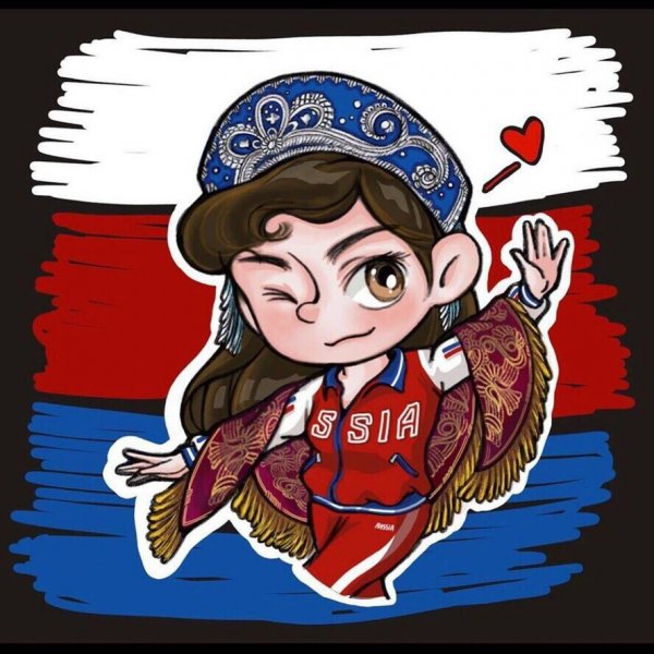 Евгения Медведева с флагом