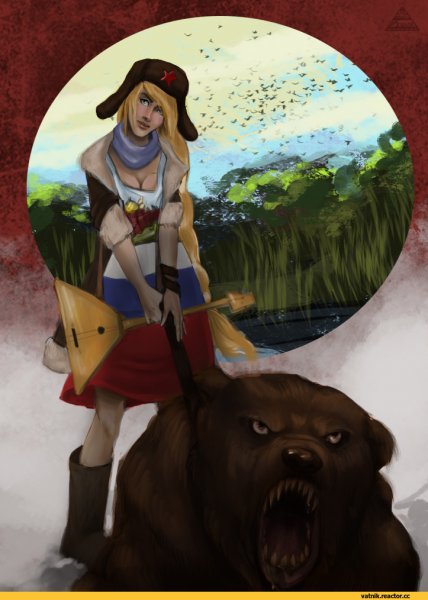 Медведь и девушка арт