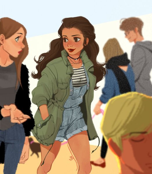 Иллюстрация арт 5 девушек