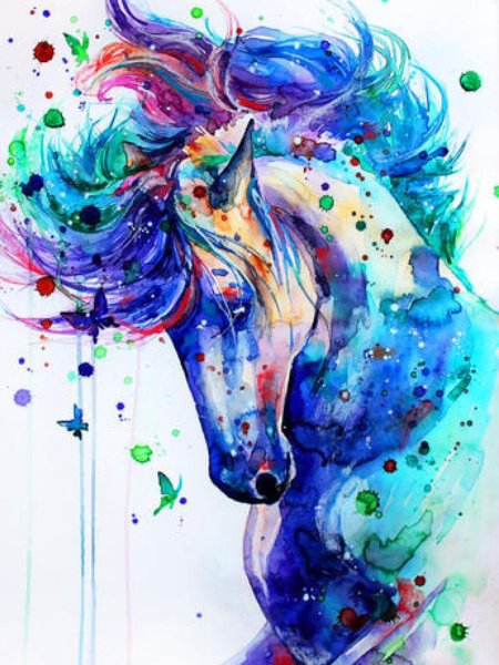 Единорог акварель