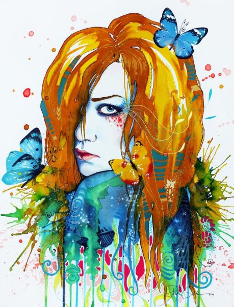 Красивые девушки нарисованные акварелью