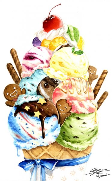 Мороженое акварелью