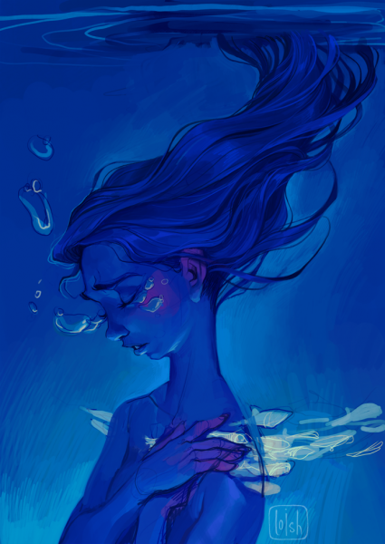 Девушка под водой арт