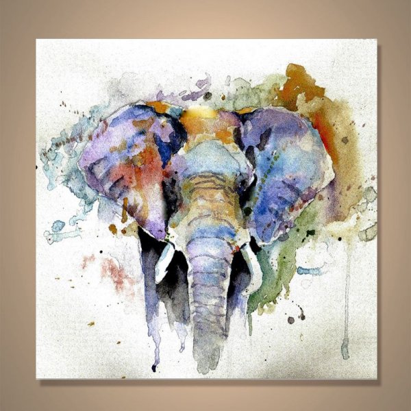 Слон акварелью