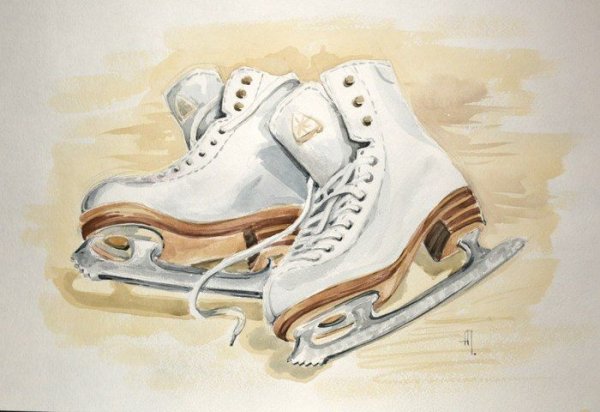 Коньки акварель