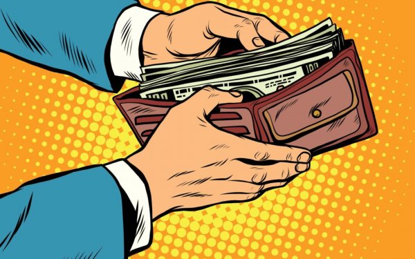 Кошелек с деньгами арт