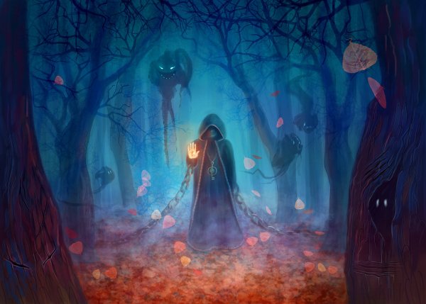 Девушка в лесу мистика арт