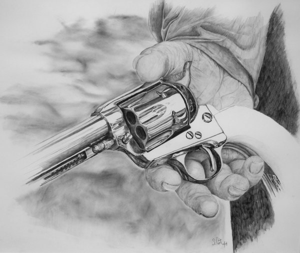 Пистолет рисунок карандашом