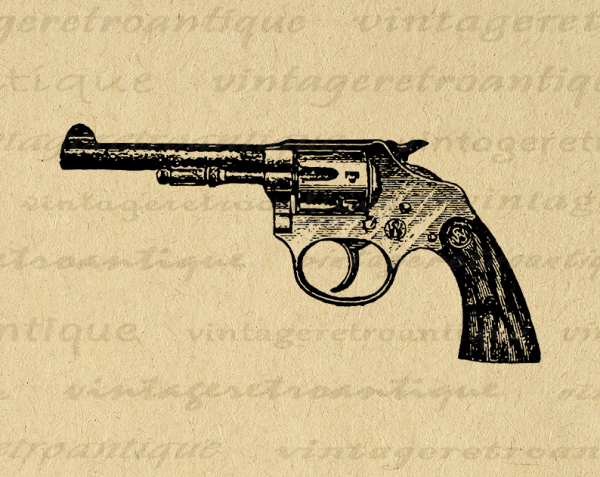Эскиз винтажный револьвер