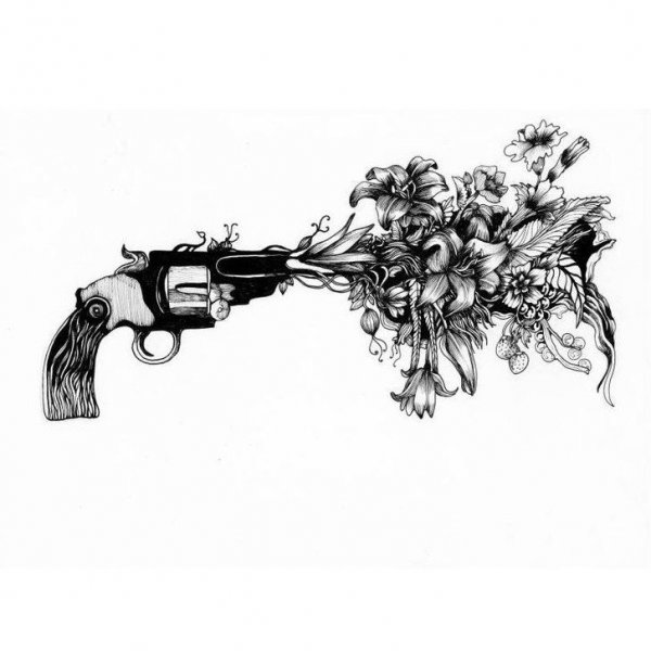 Тату пистолет эскиз
