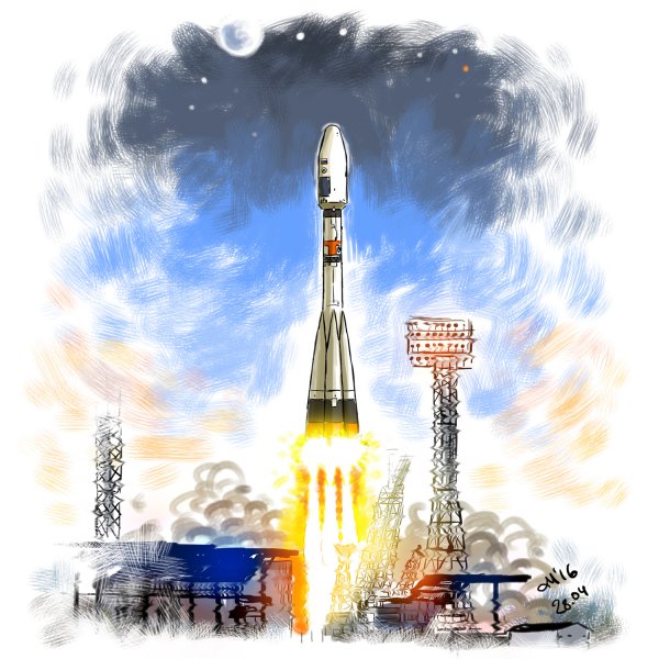 Старт ракеты живопись