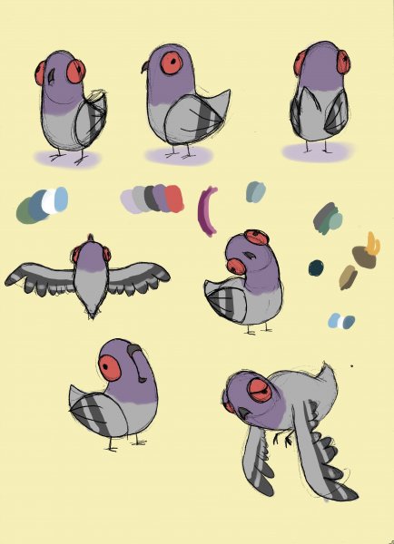 Голубь в мультяшном стиле