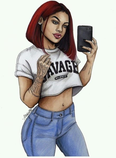 Нарисованная современная девушка