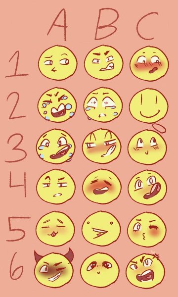 Эмоции для рисования таблица