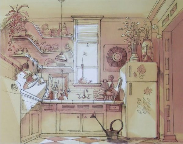 Кухня нарисованная арт