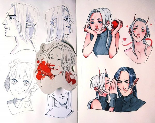 Скетчи людей в скетчбуке