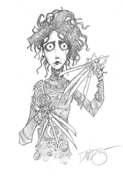 Рисунки в стиле Тима Бертона Джон Сноу