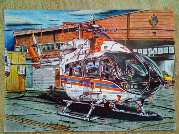 Нарисовать вертолет МЧС