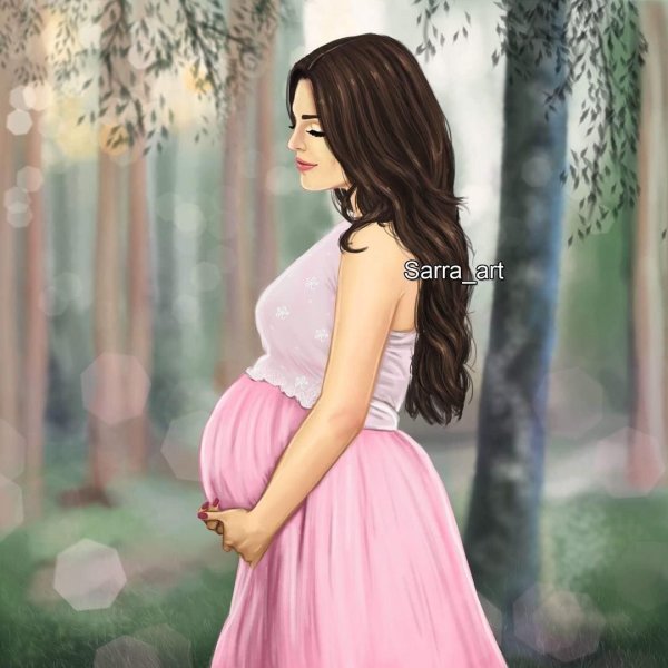 Беременная девушка арт