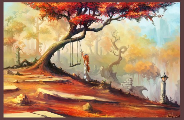 Осень в аниме стиле