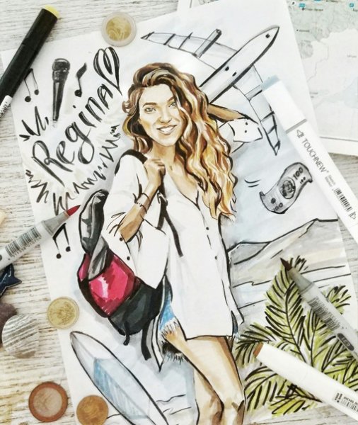 Девочка в панамке рисунок