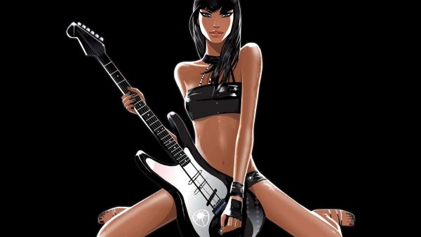 Девушка с электрогитарой арт