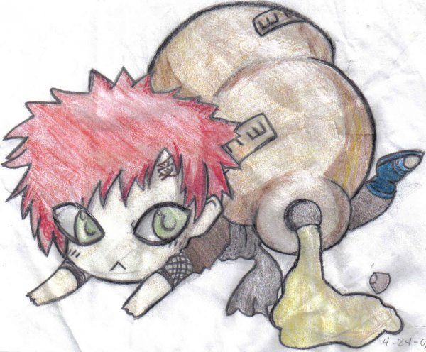 Гаара и однохвостый Чиби