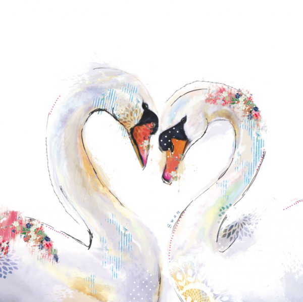 Лебеди в стиле арт