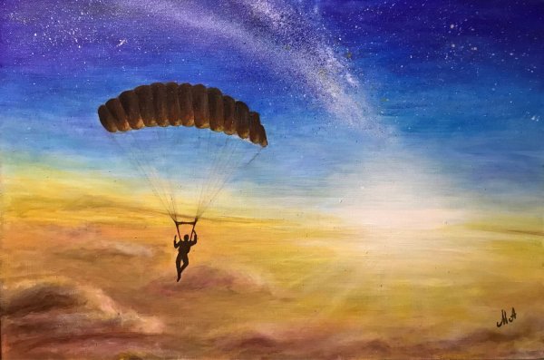 Картина парашютист в небе