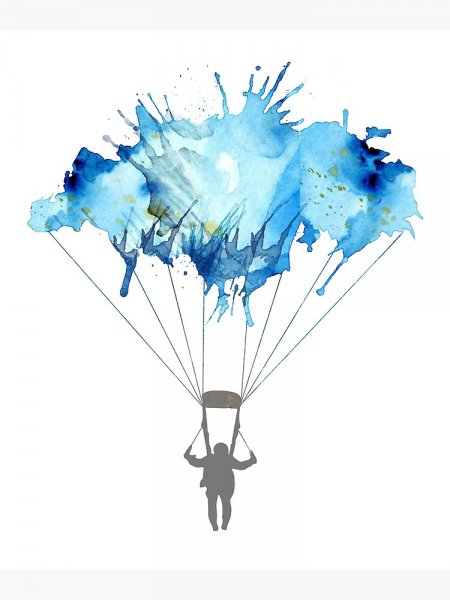 Парашютист акварель