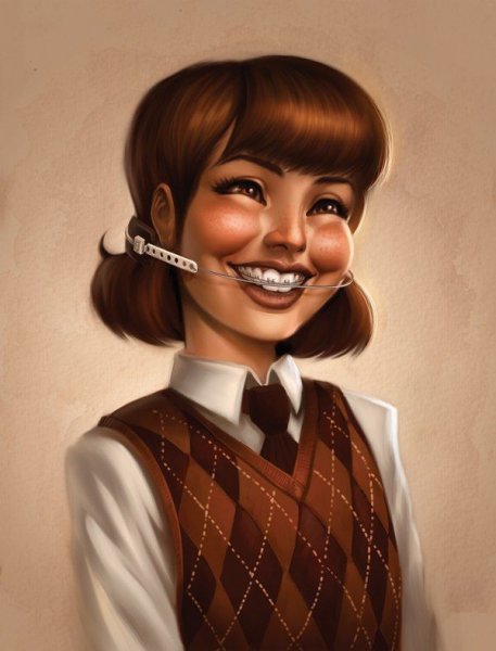 Девушка с брекетами рисунок