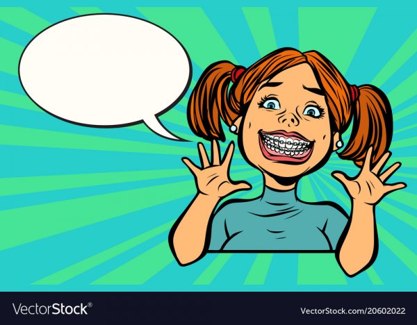 Смешная девочка с брекетами