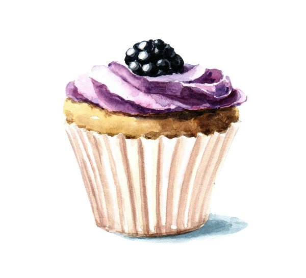 Пирожные нарисованные акварелью