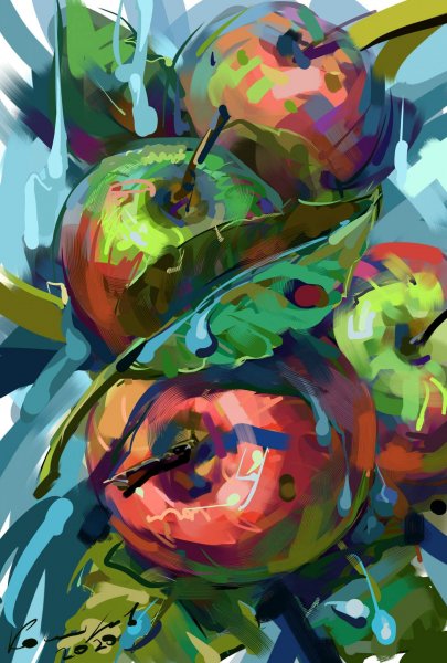 Яблоко цифровая живопись