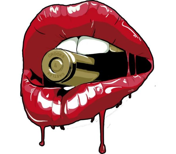 Губы с пулей в зубах