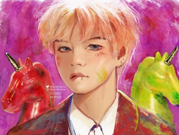 БТС акварелью Юнги